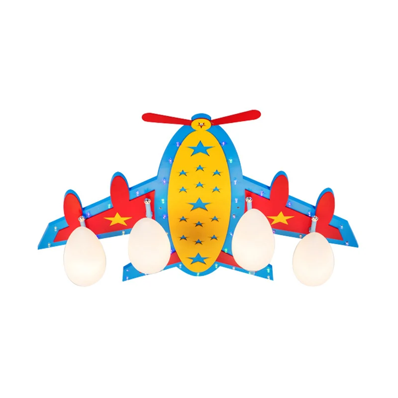 Plafonnier à hélice pour enfants, plafonnier en bois bleu pour salon, chambre de bébé Clearhalo