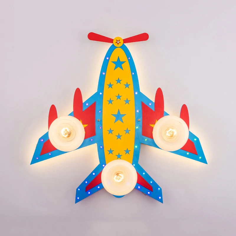 Plafonnier à hélice pour enfants, plafonnier en bois bleu pour salon, chambre de bébé Clearhalo