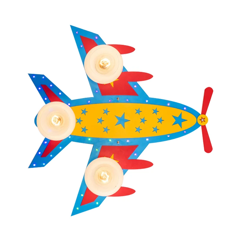 Plafonnier à hélice pour enfants, plafonnier en bois bleu pour salon, chambre de bébé Clearhalo