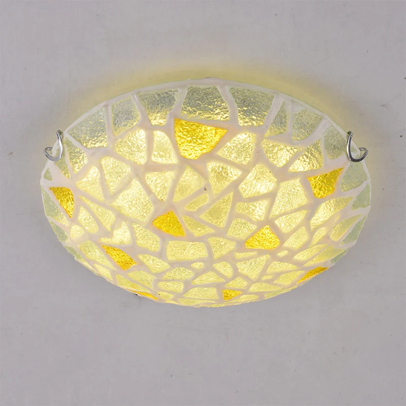 Plafonnier jaune en verre artisanal en forme de dôme, luminaire encastré de Style méditerranéen pour chambre à coucher Cle...