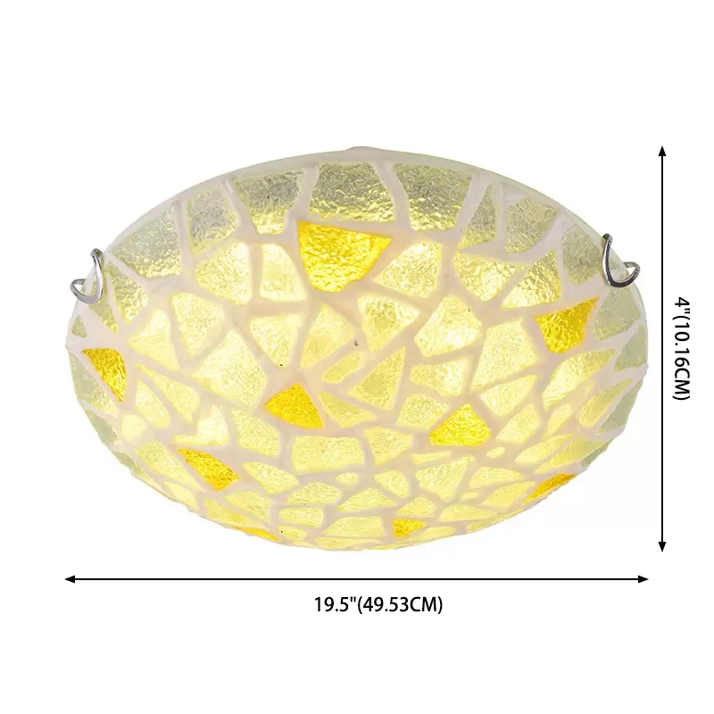 Plafonnier jaune en verre artisanal en forme de dôme, luminaire encastré de Style méditerranéen pour chambre à coucher Cle...