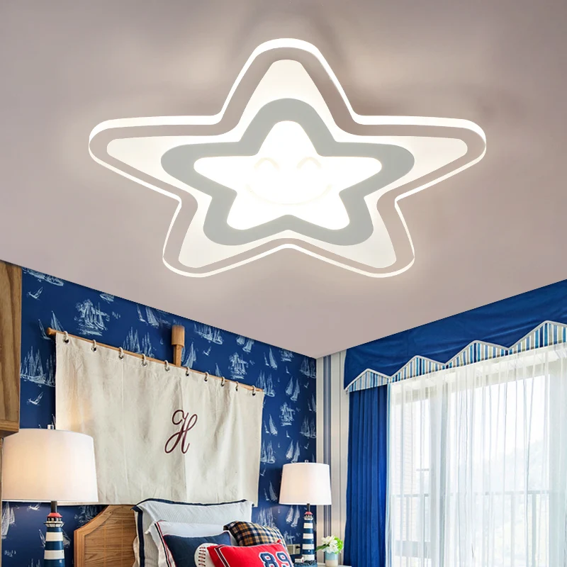 Plafonnier LED en acrylique en forme d'étoile, joli plafonnier en blanc, pour chambre de garçon Clearhalo
