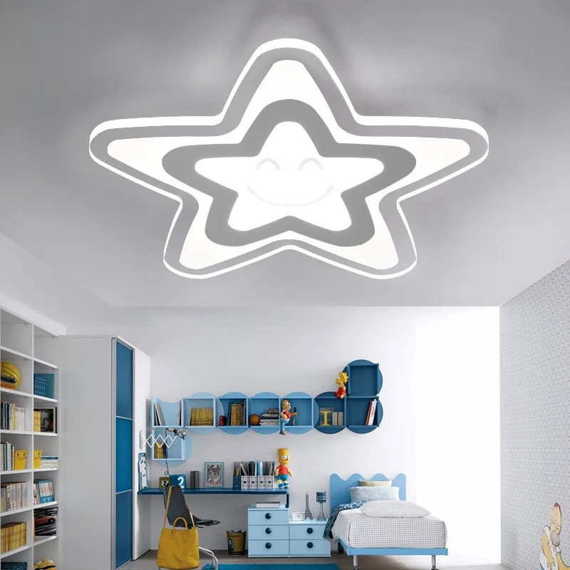 Plafonnier LED en acrylique en forme d'étoile, joli plafonnier en blanc, pour chambre de garçon Clearhalo