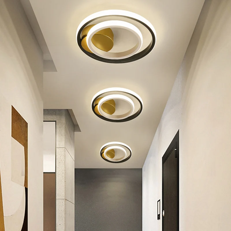Plafonnier LED en acrylique à montage encastré, anneau rond/carré blanc et noir, minimaliste Clearhalo