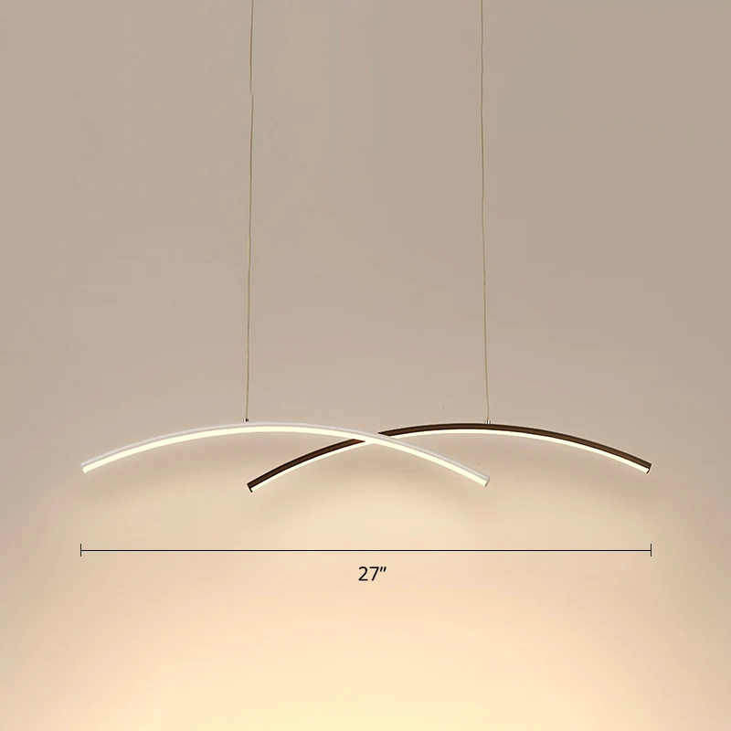 Plafonnier LED en Arc noir et blanc, éclairage d'îlot suspendu en métal, simplicité, pour salon Clearhalo
