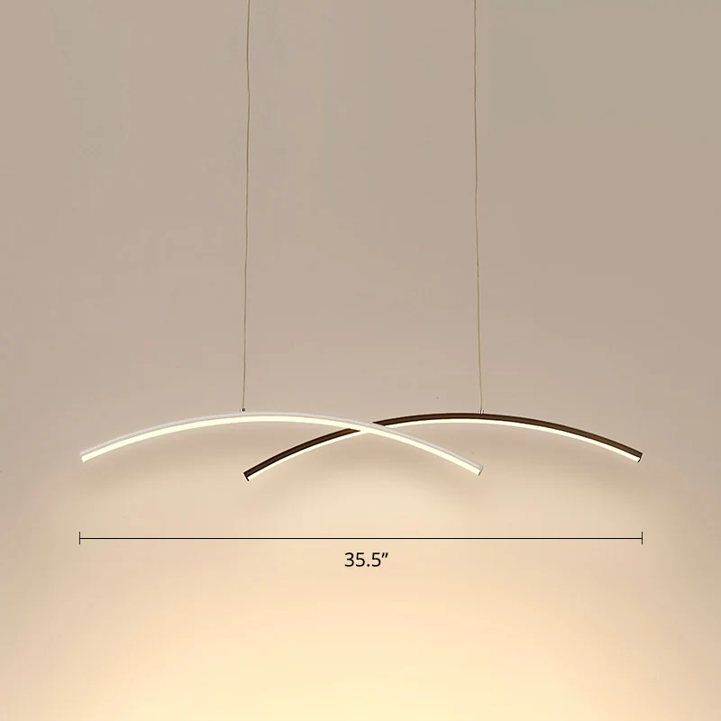 Plafonnier LED en Arc noir et blanc, éclairage d'îlot suspendu en métal, simplicité, pour salon Clearhalo