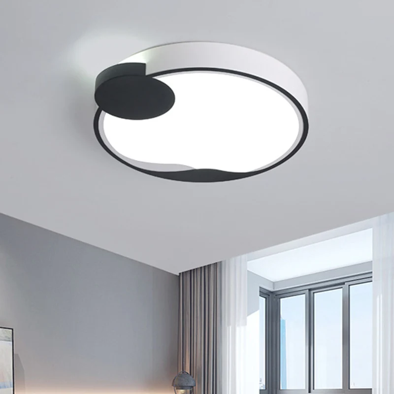 Plafonnier LED blanc et noir en forme de tambour de 16 po/19,5 po de largeur en acrylique modernisme avec lumière blanche/...