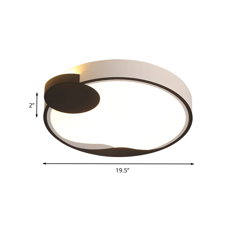Plafonnier LED blanc et noir en forme de tambour de 16 po/19,5 po de largeur en acrylique modernisme avec lumière blanche/...