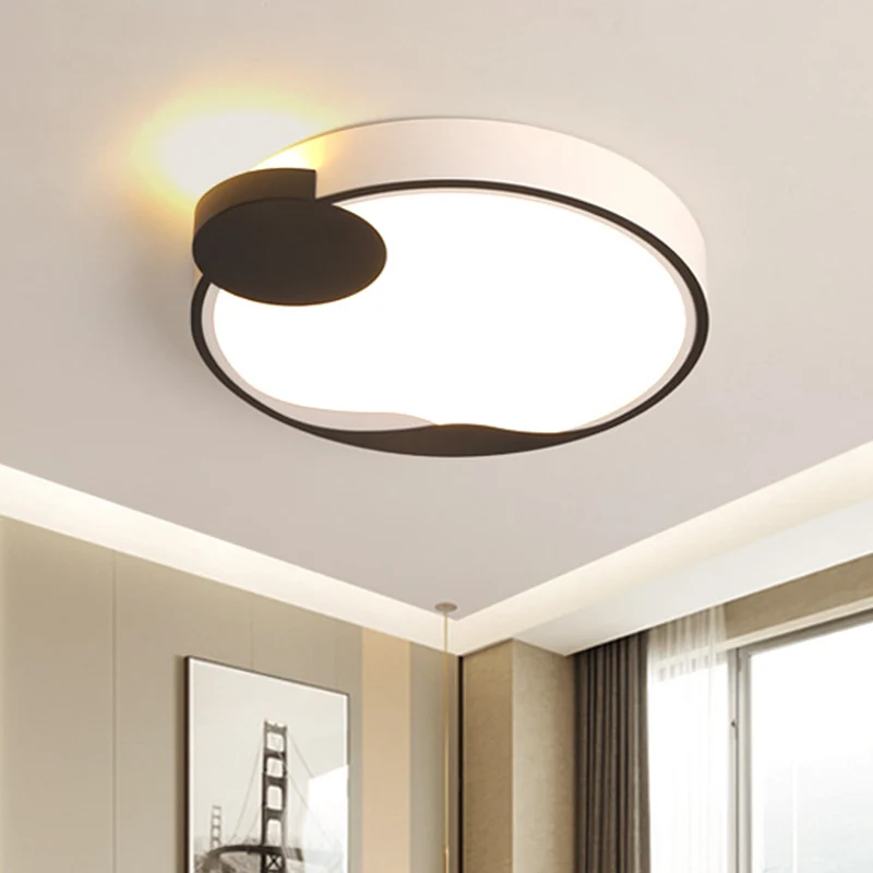Plafonnier LED blanc et noir en forme de tambour de 16 po/19,5 po de largeur en acrylique modernisme avec lumière blanche/...