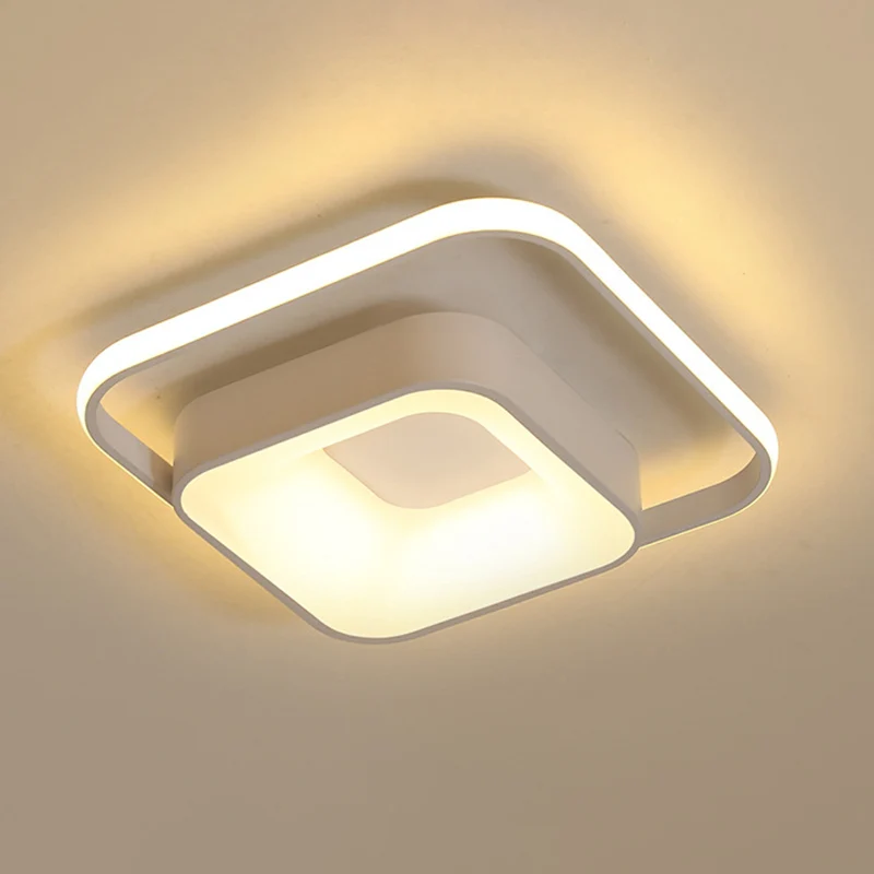 Plafonnier LED carré encastré minimaliste en métal gris/blanc, lumière naturelle/télécommande, gradation continue Clearhalo