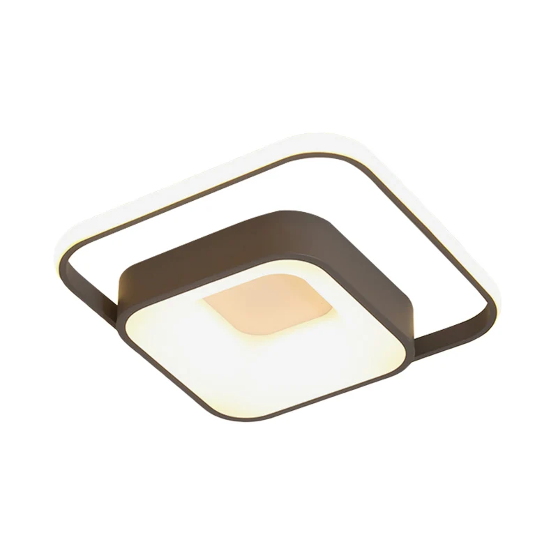 Plafonnier LED carré encastré minimaliste en métal gris/blanc, lumière naturelle/télécommande, gradation continue Clearhalo