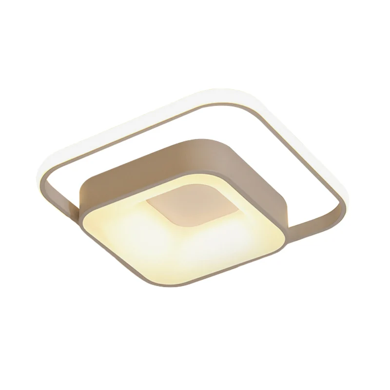 Plafonnier LED carré encastré minimaliste en métal gris/blanc, lumière naturelle/télécommande, gradation continue Clearhalo
