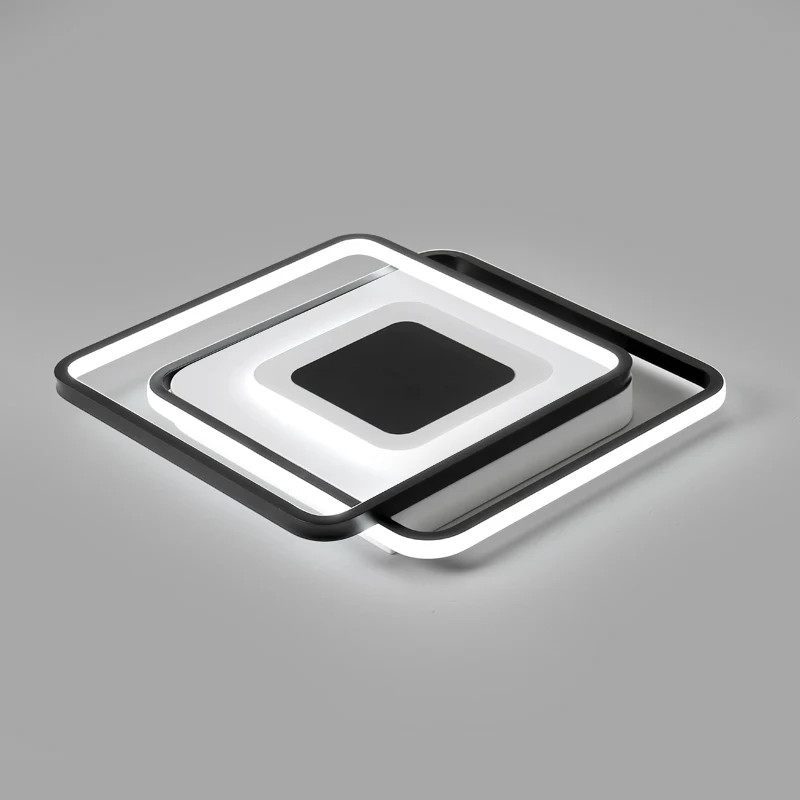 Plafonnier LED carré en métal de style moderne pour chambre à coucher, plafonnier noir Clearhalo