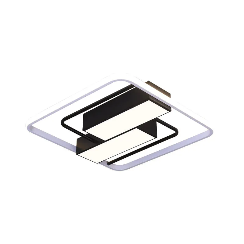 Plafonnier LED carré et rectangulaire en acrylique, moderniste, blanc et noir, 18 "/21,5" W, plafonnier LED en blanc/chaud...