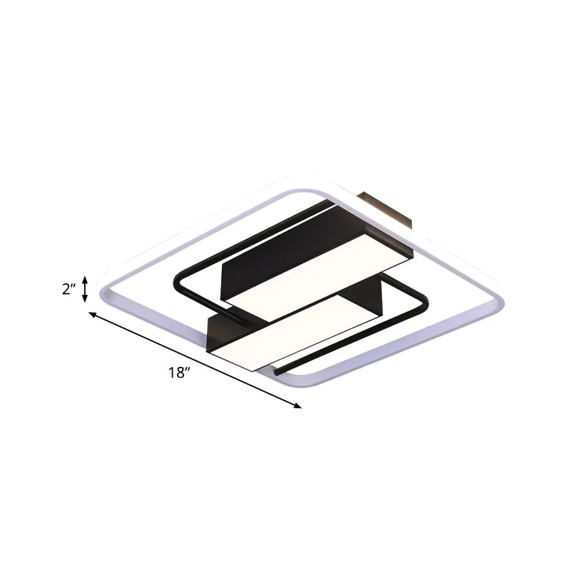 Plafonnier LED carré et rectangulaire en acrylique, moderniste, blanc et noir, 18 "/21,5" W, plafonnier LED en blanc/chaud...