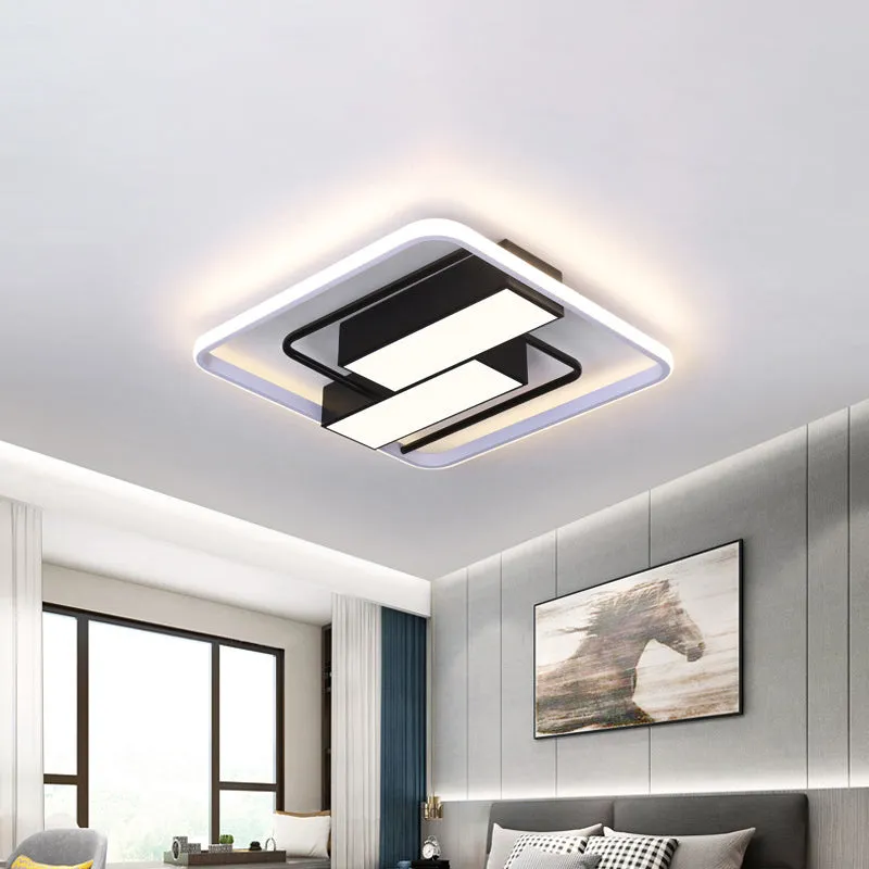 Plafonnier LED carré et rectangulaire en acrylique, moderniste, blanc et noir, 18 "/21,5" W, plafonnier LED en blanc/chaud...