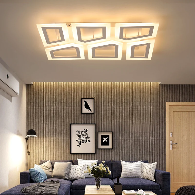 Plafonnier LED carré/rectangulaire à épissure, plafonnier moderne en acrylique pour chambre à coucher, lumière blanche cha...