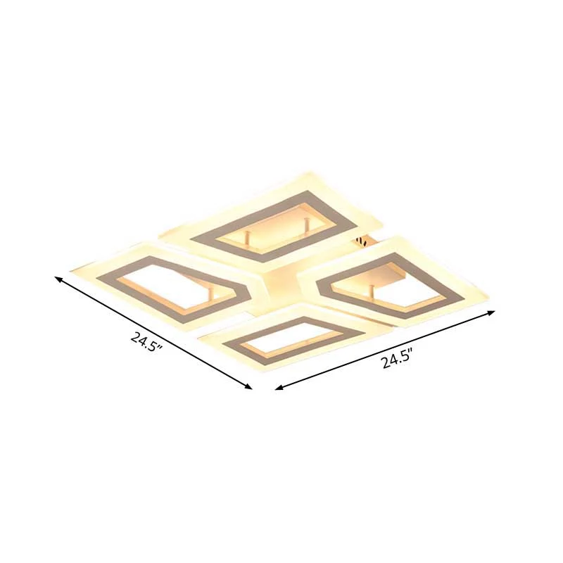 Plafonnier LED carré/rectangulaire à épissure, plafonnier moderne en acrylique pour chambre à coucher, lumière blanche cha...