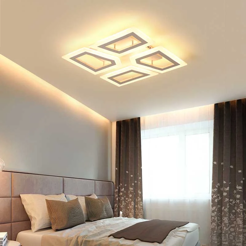 Plafonnier LED carré/rectangulaire à épissure, plafonnier moderne en acrylique pour chambre à coucher, lumière blanche cha...