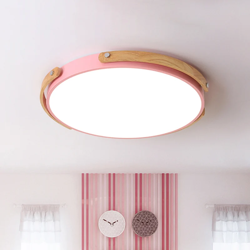 Plafonnier LED circulaire en acrylique, plafonnier élégant pour chambre d'enfant, couloir, Macaron Clearhalo