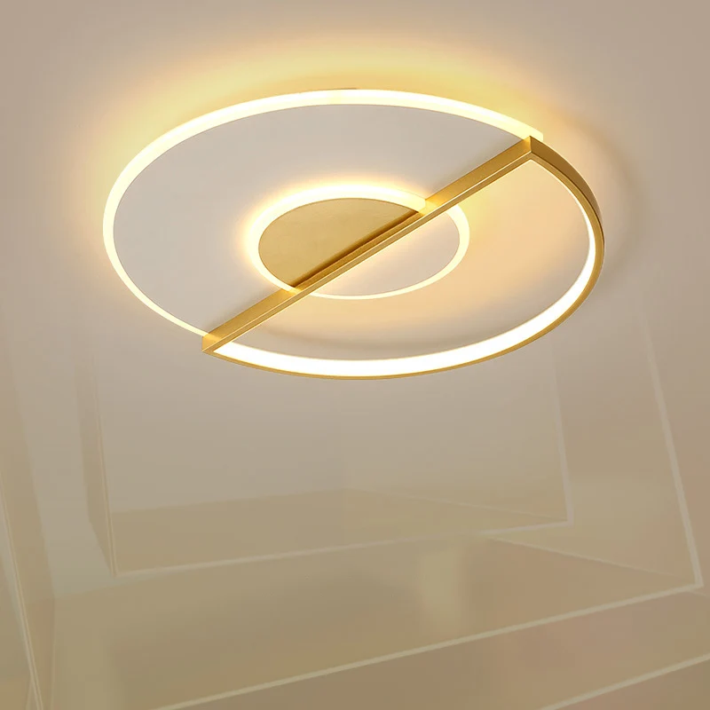 Plafonnier LED circulaire ultra fin minimaliste en acrylique doré, luminaire encastré en lumière chaude/blanche/3 couleurs...