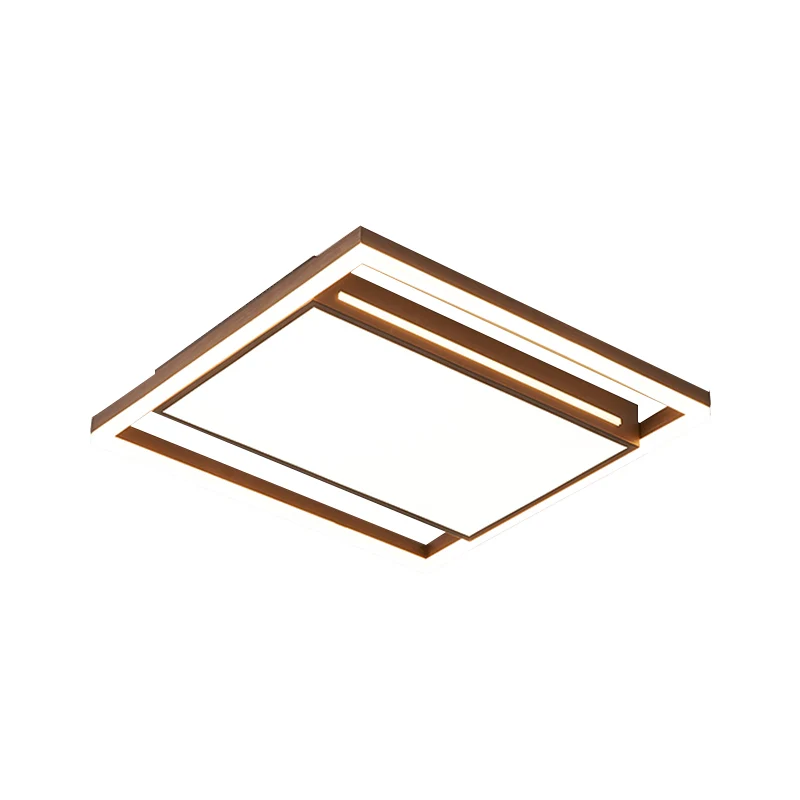 Plafonnier LED contemporain avec abat-jour en acrylique, luminaire carré marron, lumière chaude/blanche Clearhalo