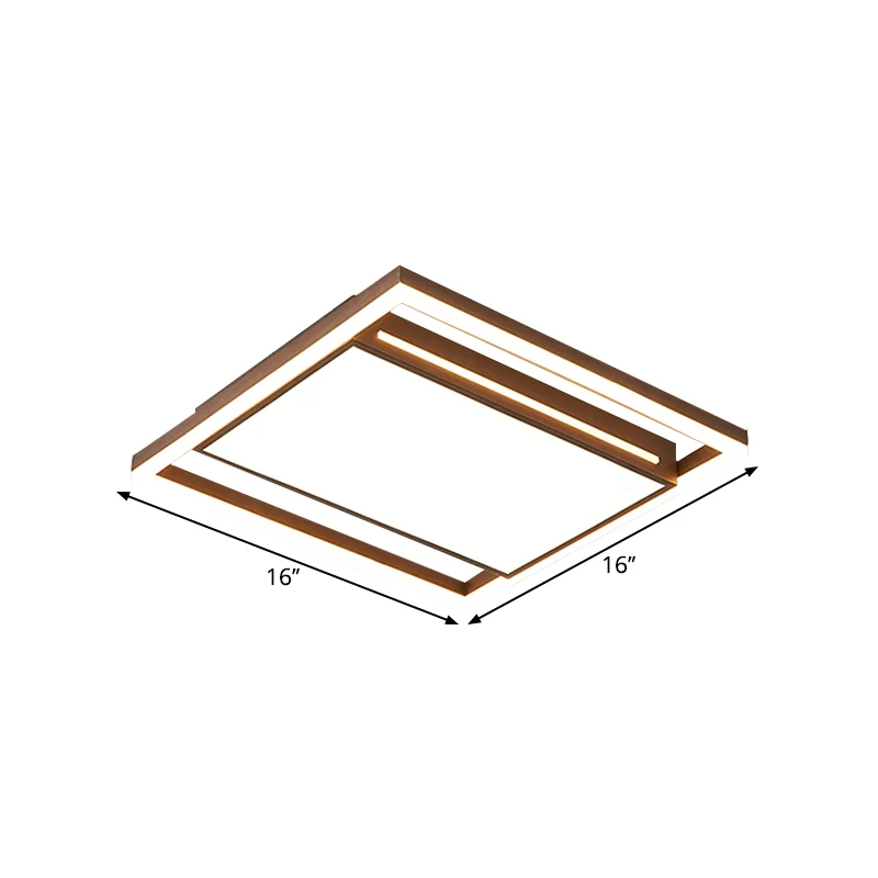 Plafonnier LED contemporain avec abat-jour en acrylique, luminaire carré marron, lumière chaude/blanche Clearhalo