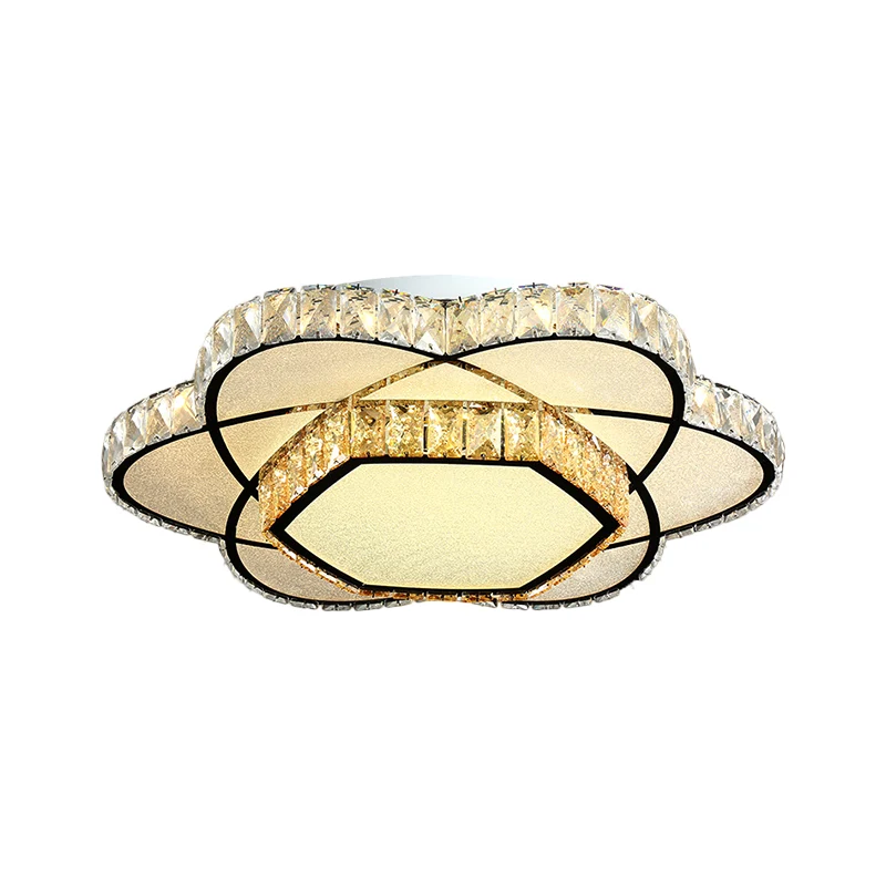 Plafonnier LED Crystal Bloom à facettes, éclairage encastré contemporain en Chrome pour salle à manger Clearhalo