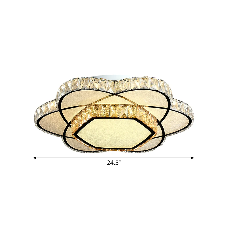 Plafonnier LED Crystal Bloom à facettes, éclairage encastré contemporain en Chrome pour salle à manger Clearhalo