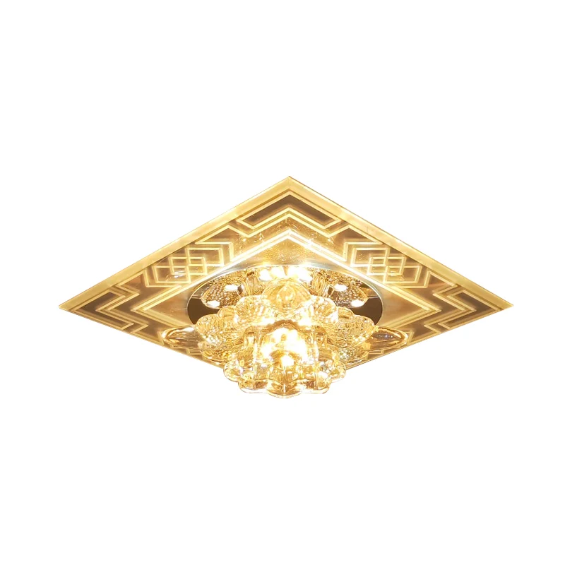Plafonnier LED au design floral, minimaliste, en cristal clair, pour balcon, proche du plafond Clearhalo