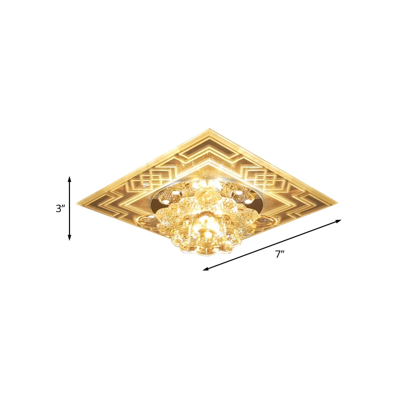 Plafonnier LED au design floral, minimaliste, en cristal clair, pour balcon, proche du plafond Clearhalo