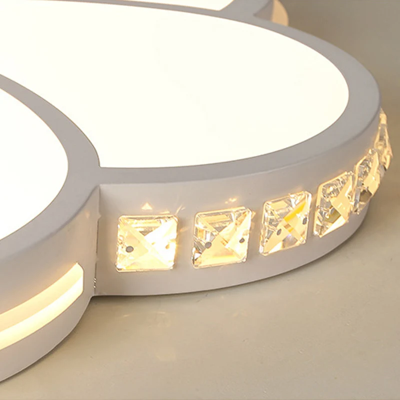Plafonnier LED à fleurs blanches avec cristal clair, plafonnier contemporain en acrylique pour chambre d'enfant Clearhalo