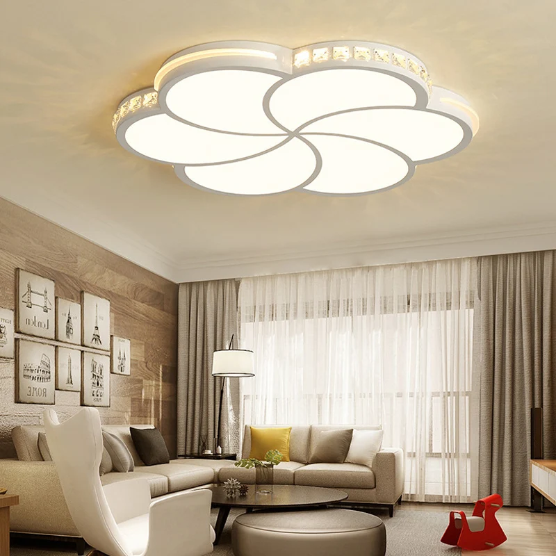 Plafonnier LED à fleurs blanches avec cristal clair, plafonnier contemporain en acrylique pour chambre d'enfant Clearhalo