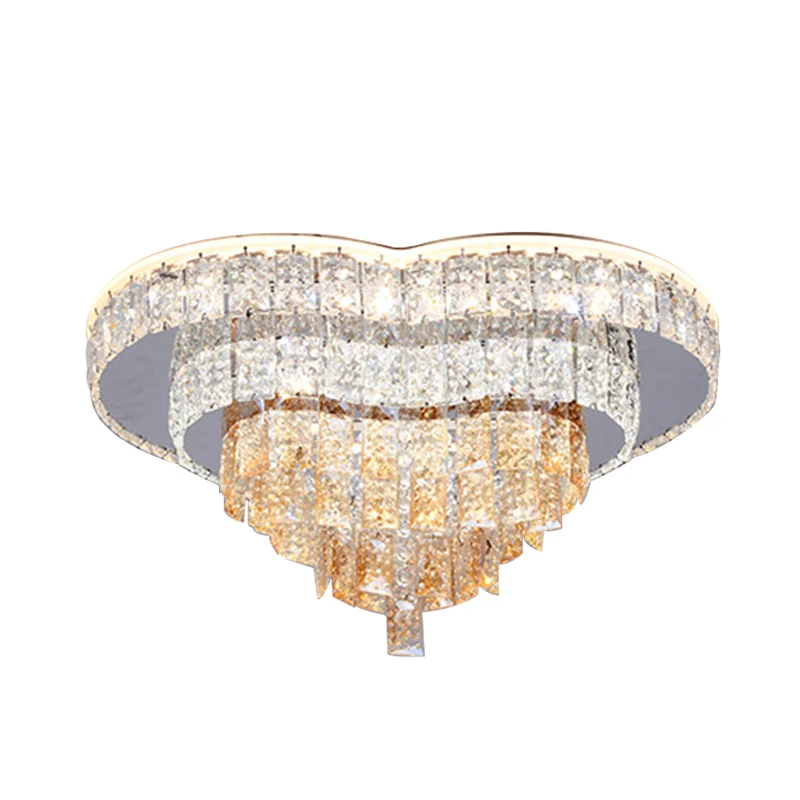 Plafonnier LED en forme de cœur d'amour avec télécommande, cristal à facettes blanc moderniste, proche du plafonnier Clear...