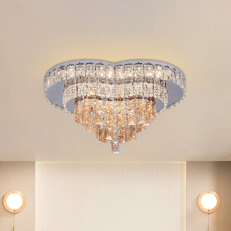 Plafonnier LED en forme de cœur d'amour avec télécommande, cristal à facettes blanc moderniste, proche du plafonnier Clear...