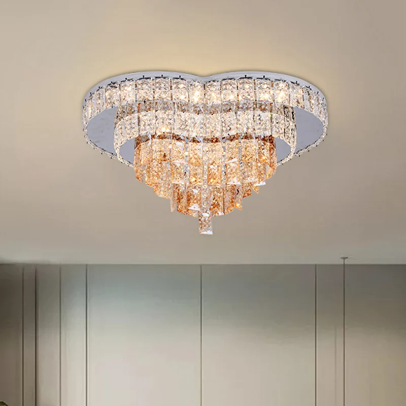 Plafonnier LED en forme de cœur d'amour avec télécommande, cristal à facettes blanc moderniste, proche du plafonnier Clear...