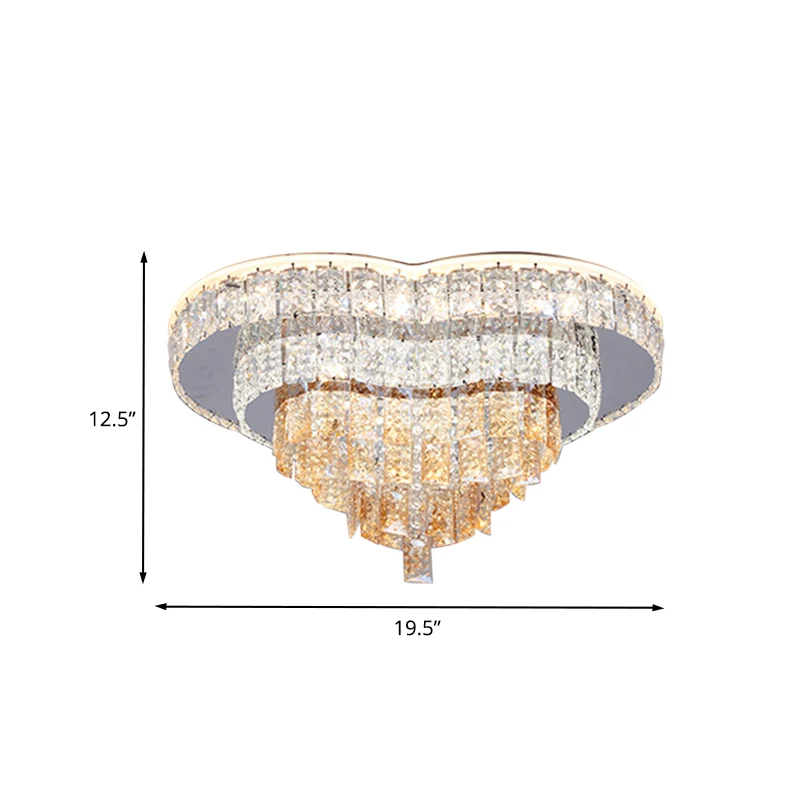 Plafonnier LED en forme de cœur d'amour avec télécommande, cristal à facettes blanc moderniste, proche du plafonnier Clear...