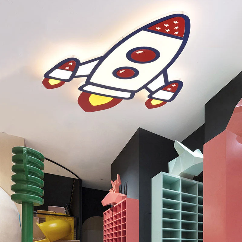 Plafonnier LED en forme d'avion en acrylique, plafonnier moderne pour chambre d'enfant en rouge Clearhalo