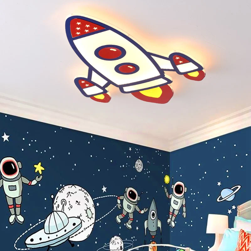 Plafonnier LED en forme d'avion en acrylique, plafonnier moderne pour chambre d'enfant en rouge Clearhalo