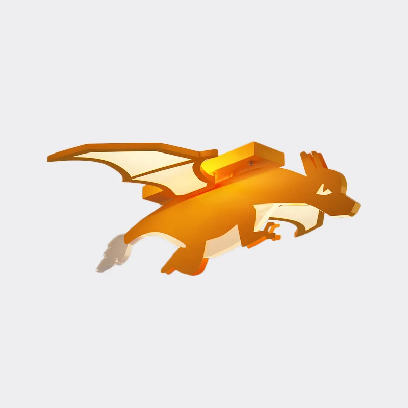 Plafonnier LED en forme de dinosaure volant, en acrylique jaune, lumière chaude/blanche Clearhalo