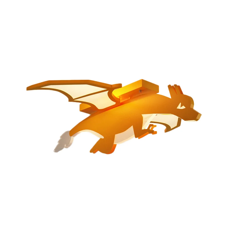 Plafonnier LED en forme de dinosaure volant, en acrylique jaune, lumière chaude/blanche Clearhalo