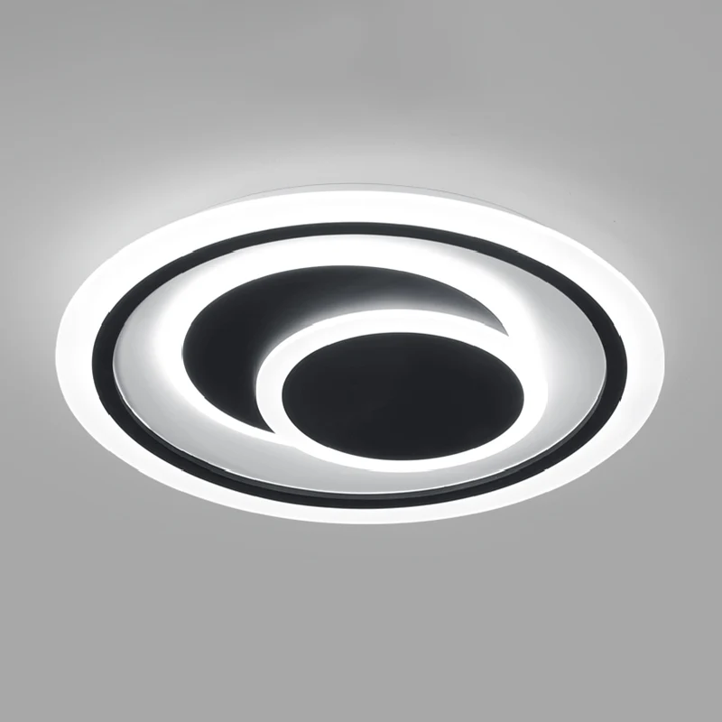 Plafonnier Led en forme de disque noir, plafonnier minimaliste monté en Surface en métal, pour chambre à coucher Clearhalo