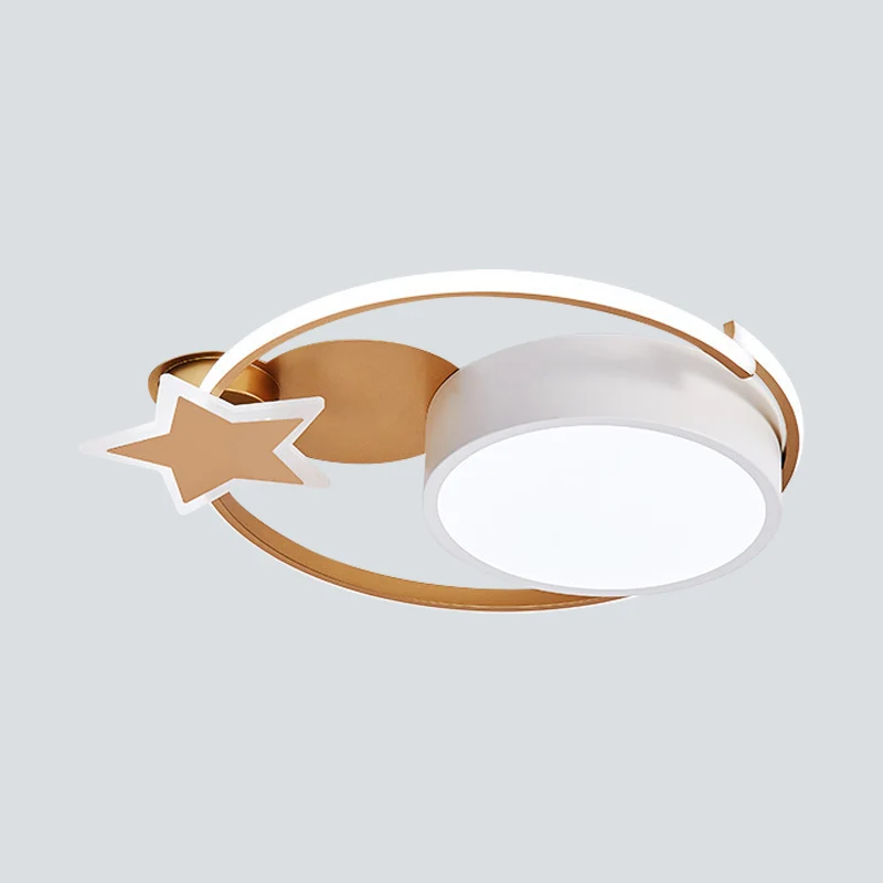 Plafonnier LED en forme d'étoile et rond en acrylique, minimaliste, blanc/or, pour chambre à coucher Clearhalo