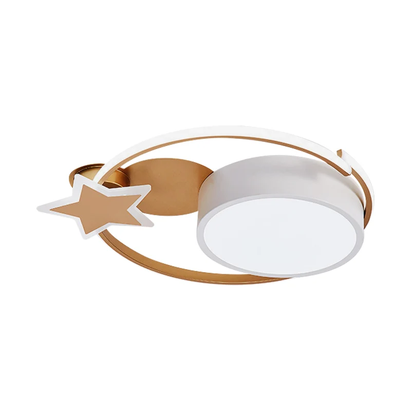 Plafonnier LED en forme d'étoile et rond en acrylique, minimaliste, blanc/or, pour chambre à coucher Clearhalo