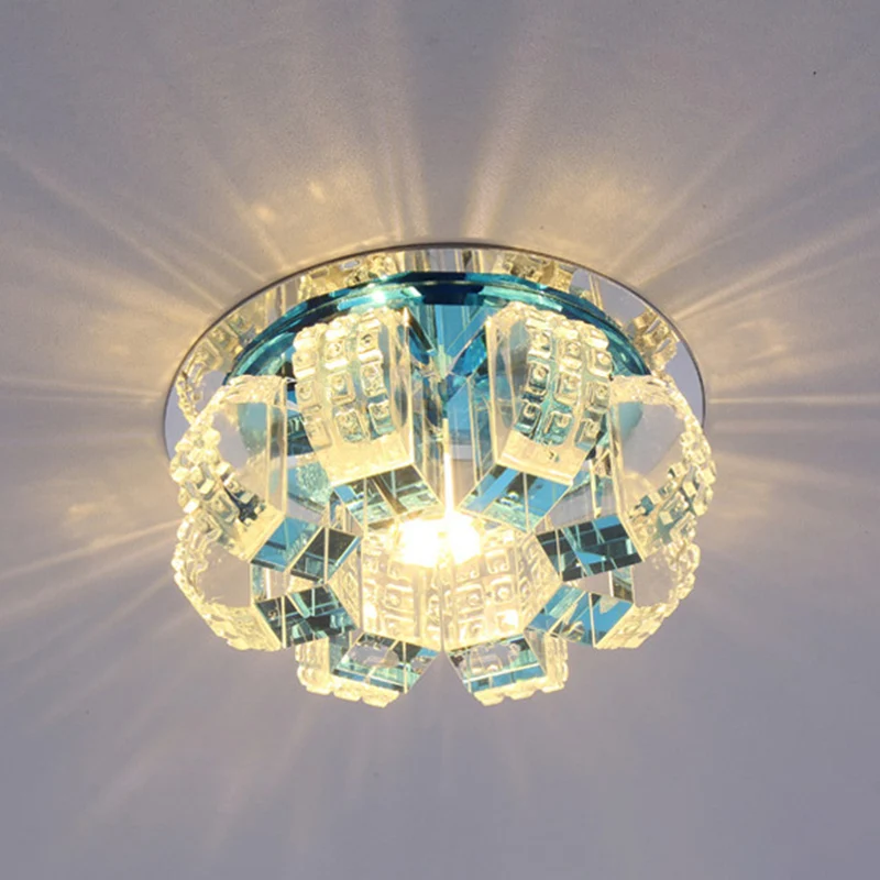 Plafonnier LED en forme de fleur de style simple, plafonnier encastré pour couloir en cristal, transparent Clearhalo