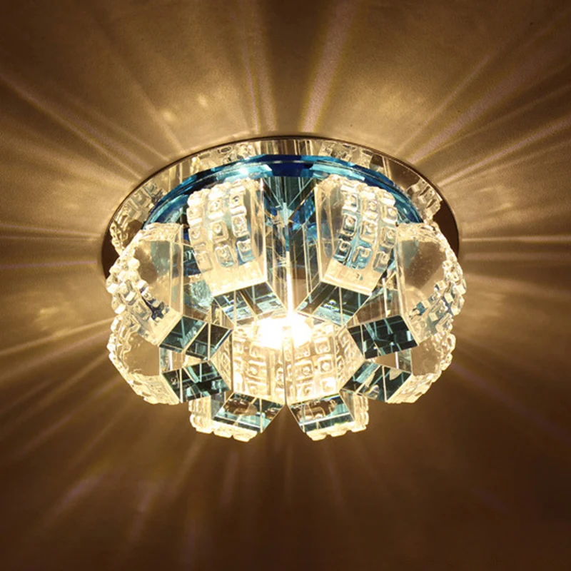 Plafonnier LED en forme de fleur de style simple, plafonnier encastré pour couloir en cristal, transparent Clearhalo