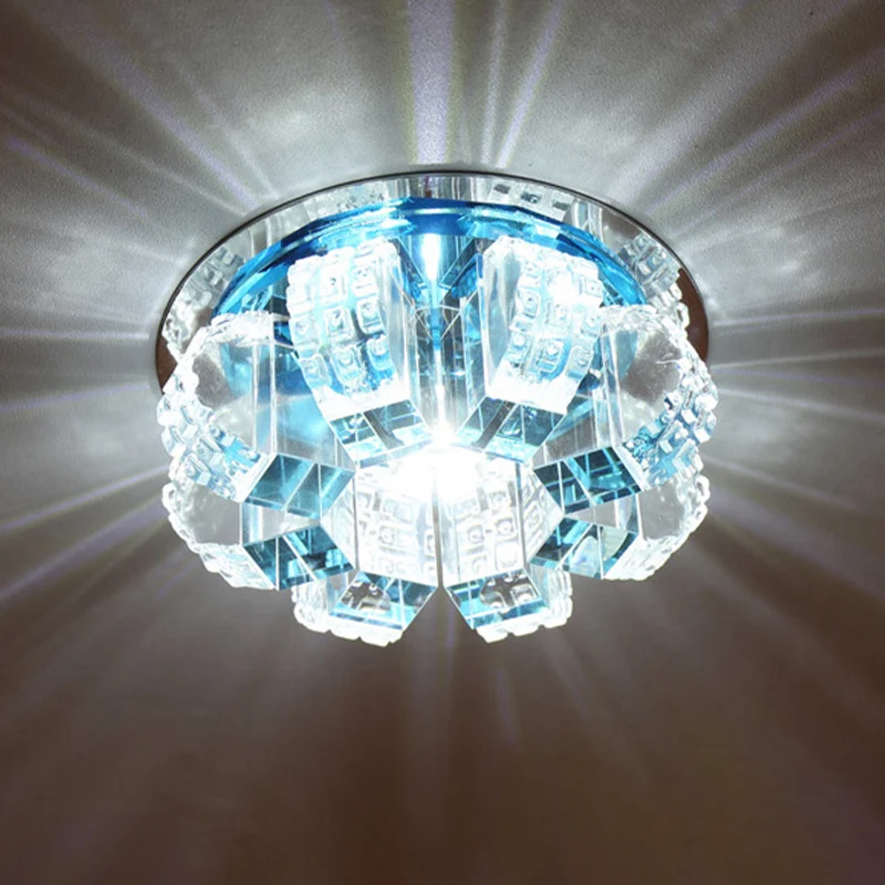 Plafonnier LED en forme de fleur de style simple, plafonnier encastré pour couloir en cristal, transparent Clearhalo