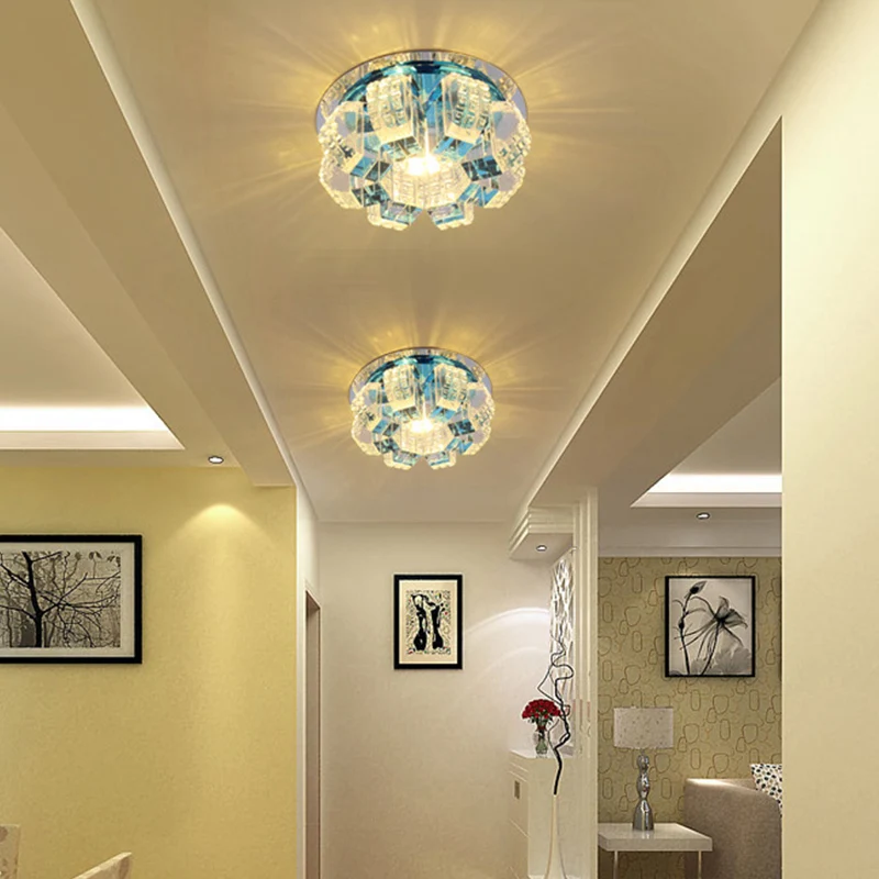 Plafonnier LED en forme de fleur de style simple, plafonnier encastré pour couloir en cristal, transparent Clearhalo