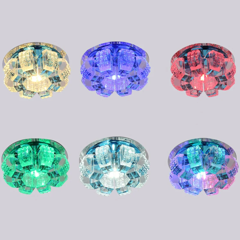 Plafonnier LED en forme de fleur de style simple, plafonnier encastré pour couloir en cristal, transparent Clearhalo