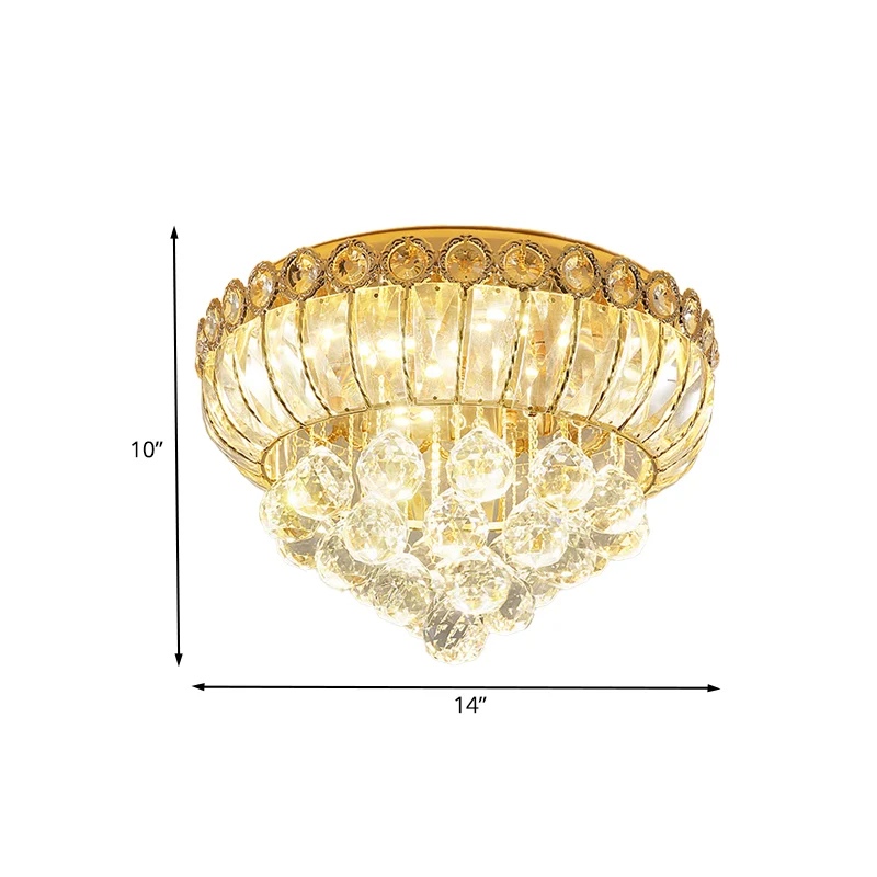 Plafonnier LED en forme de gourde, opulent, cristal doré, luminaire traditionnel à montage au plafond Clearhalo